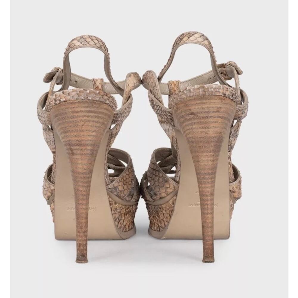 Saint Laurent Python Animal Print Block Heel Sand… - image 4